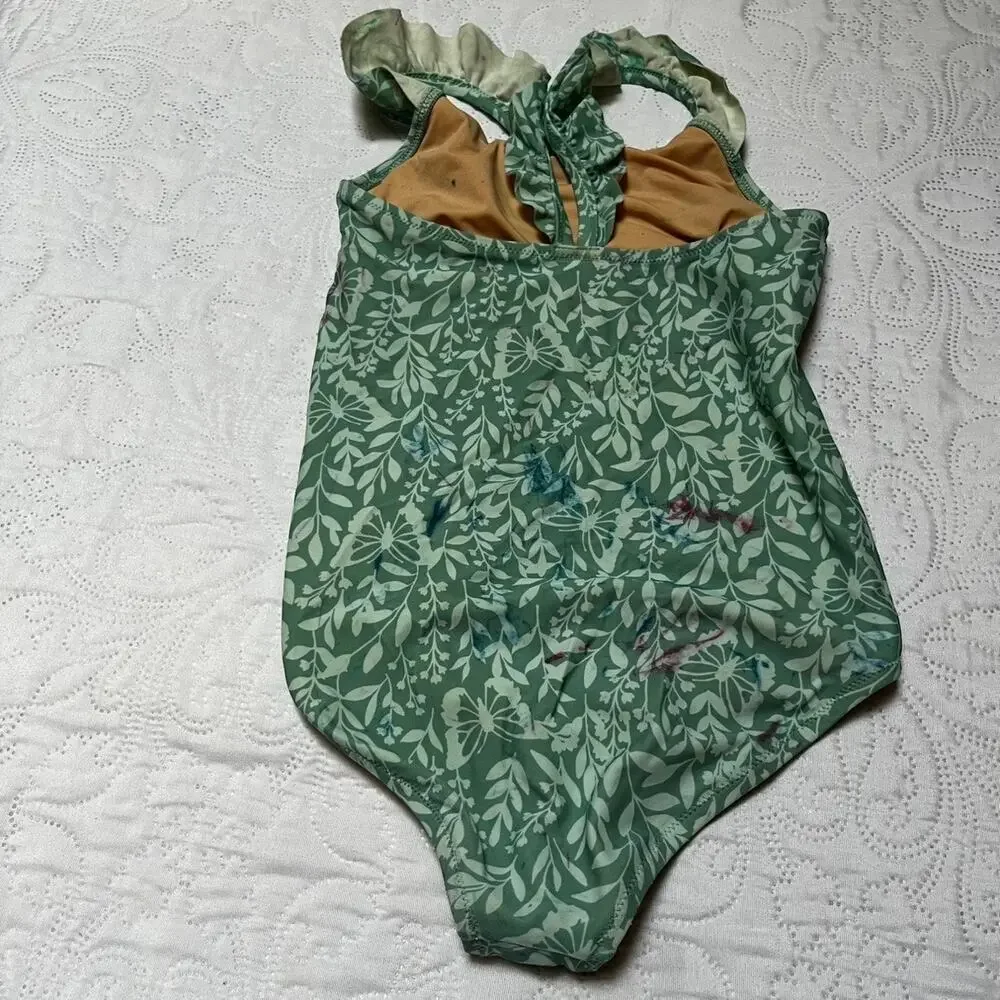 Crewcuts One Piece Floral Ruffle Swim Suit Size 8